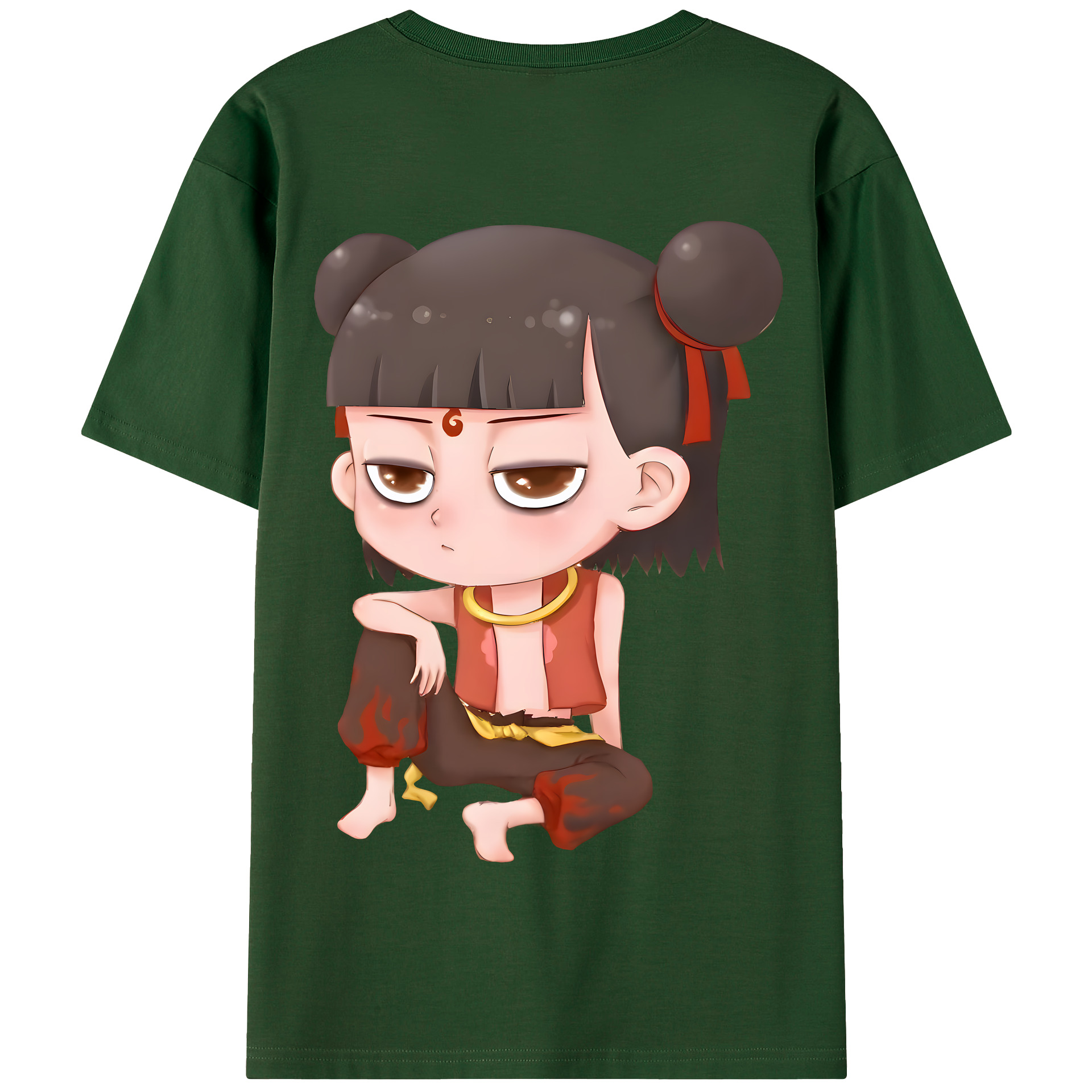 （画像用） Ne Zha 2 ナタ 魔童の大暴れ 綿100％半袖Tシャツ（背面プリント）